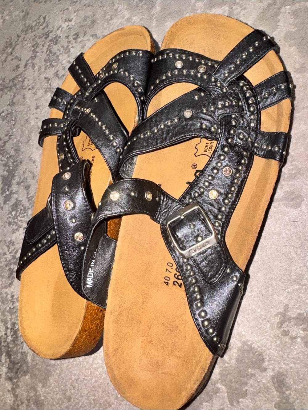Betula by Birkenstock Black Studded Sandals NWOT - Picture 3 of 5